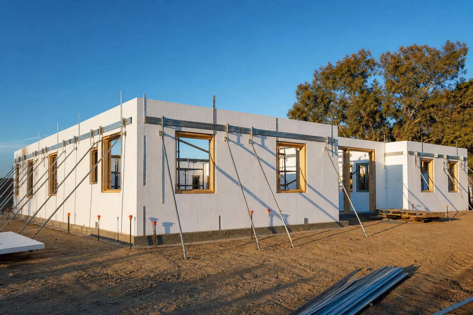 Residential home with completed ICF walls ready for concrete pour
